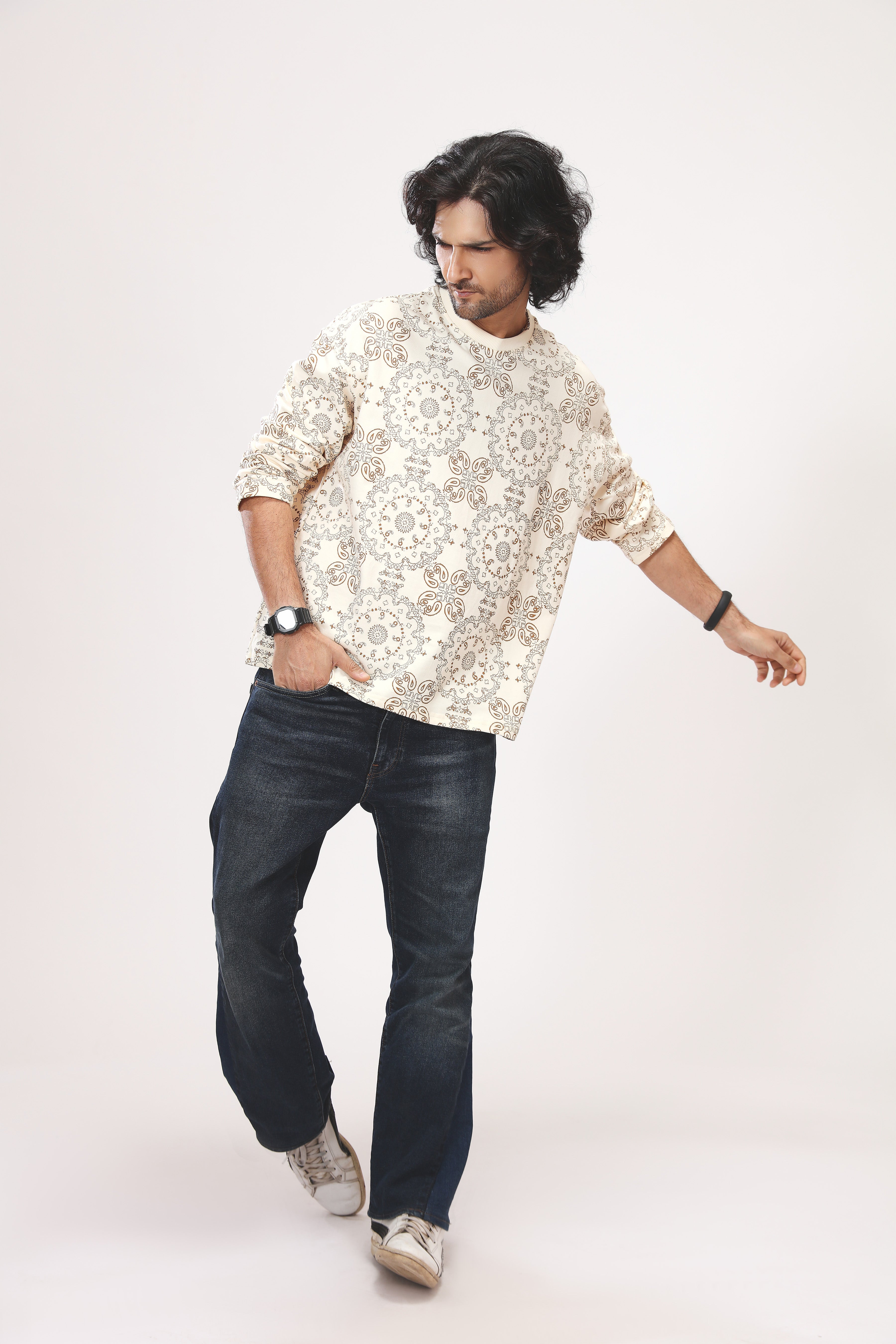 CREAM PAISLEY TEE