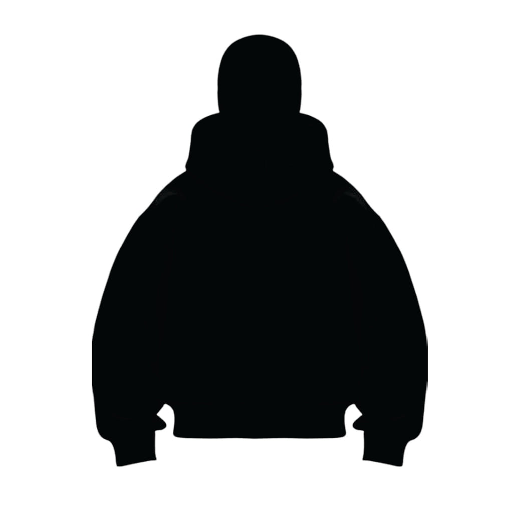 Black silhouette of a hooded jacket on a white background