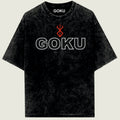 Black t-shirt with 'GOKU' and Berserk logo.