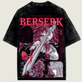 Black t-shirt with 'Berserk' graphic design featuring a character with a sword