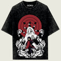 Black t-shirt with anime character design and 'Goku' branding on a light 