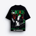 Black t-shirt with 'One Piece' character design
