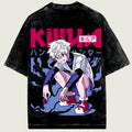 Black t-shirt with an anime character and 'KILLUA' text