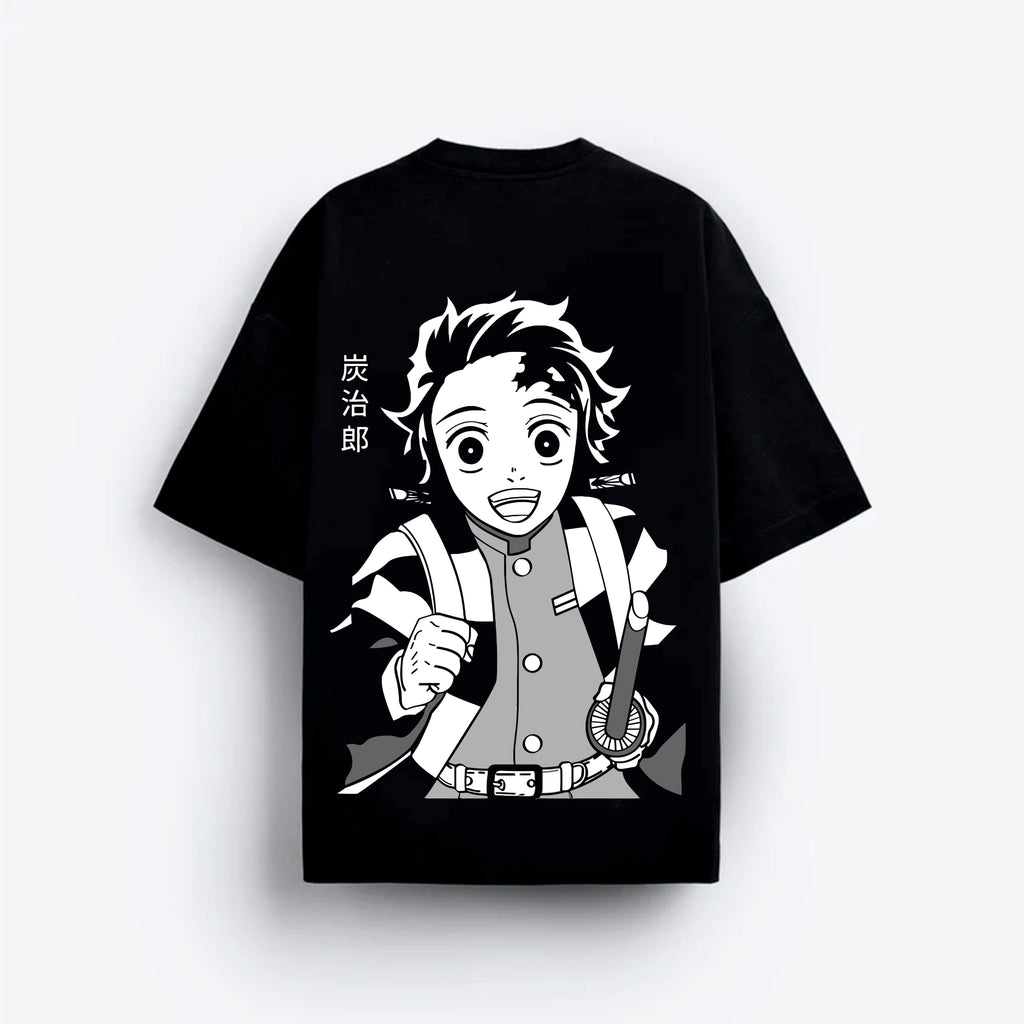 Black t-shirt with anime character graphic