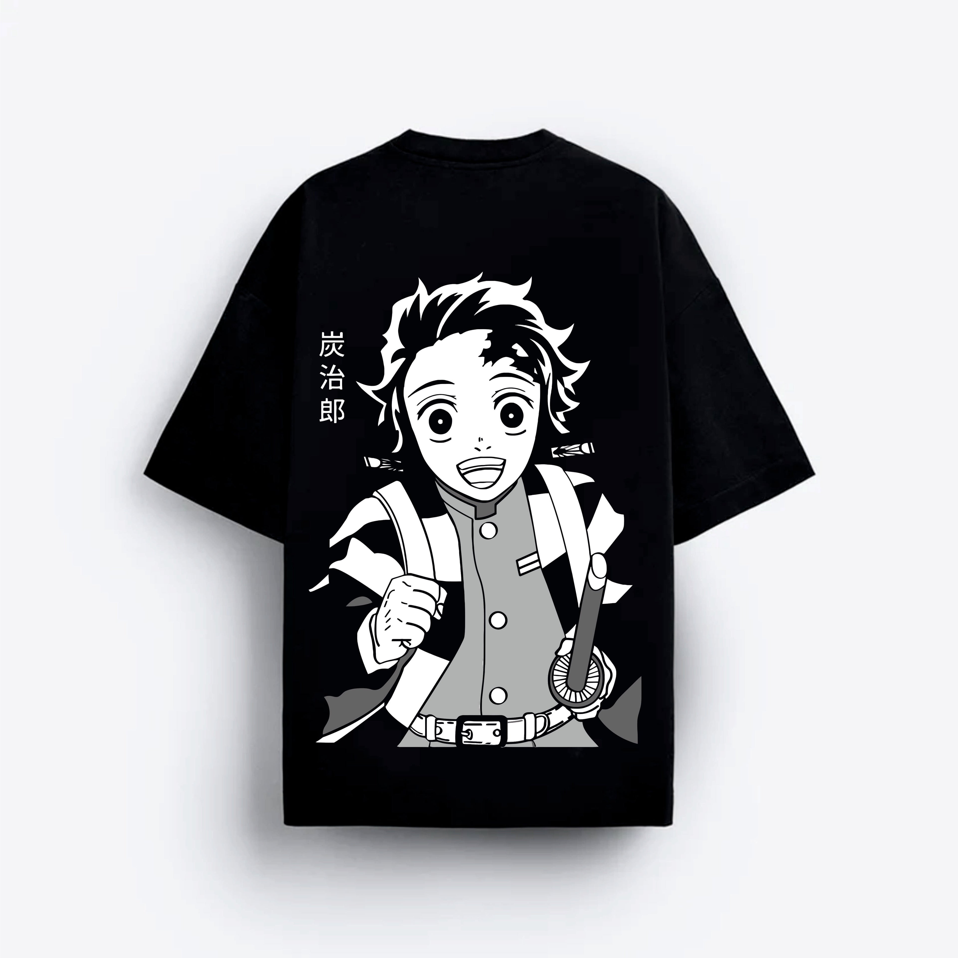 Black t-shirt with anime character graphic
