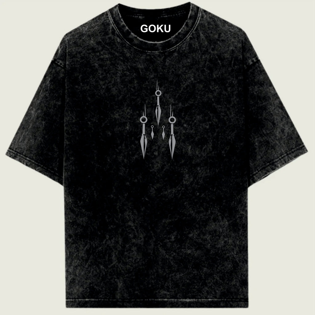 Black t-shirt with 'GOKU' branding and symbol on a light green background