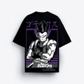 Black t-shirt with Dragon Ball Super character design on a white background