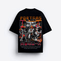 Black t-shirt with anime onepiece -style graphic  portgas design on a white background