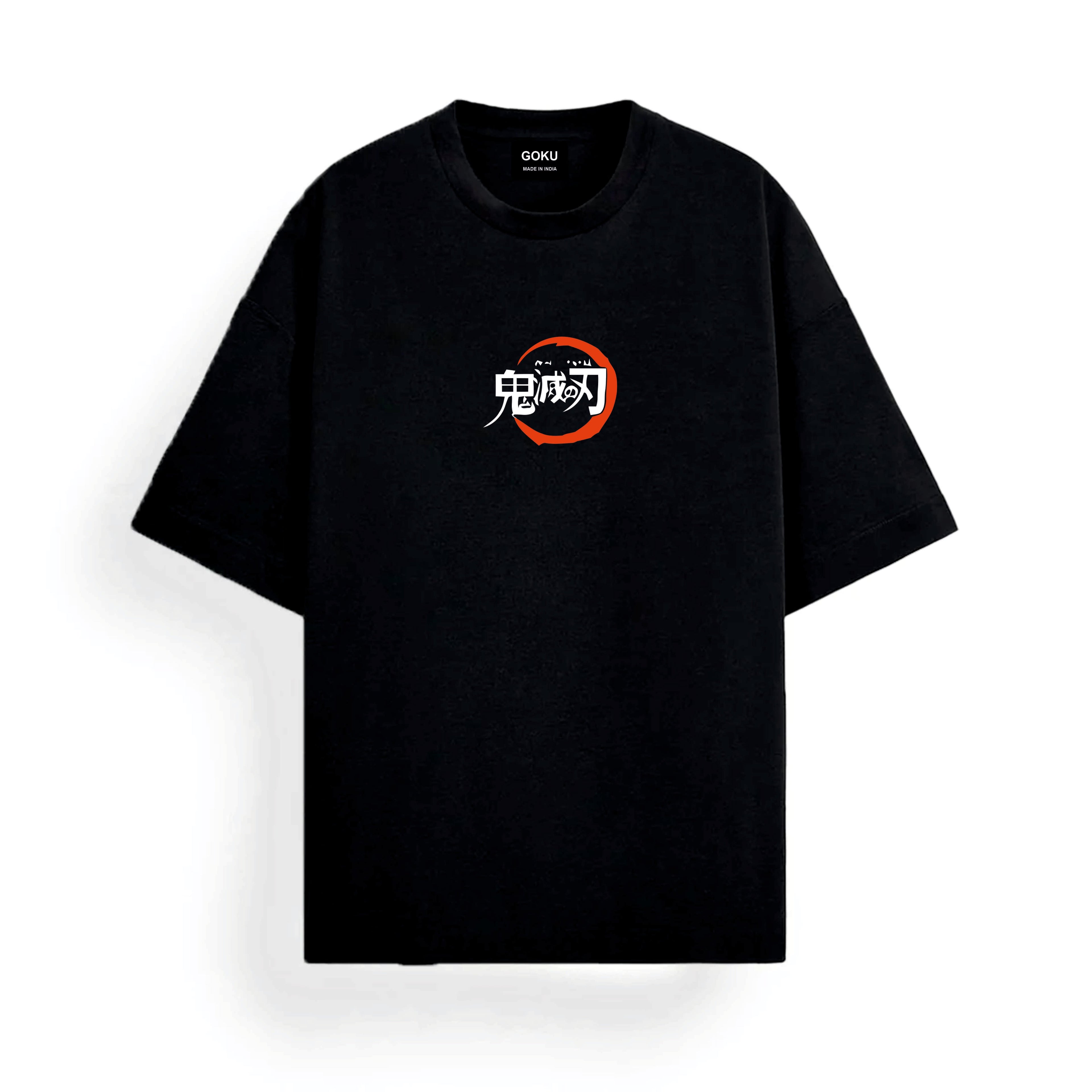 Black t-shirt with a red loo demon slayer