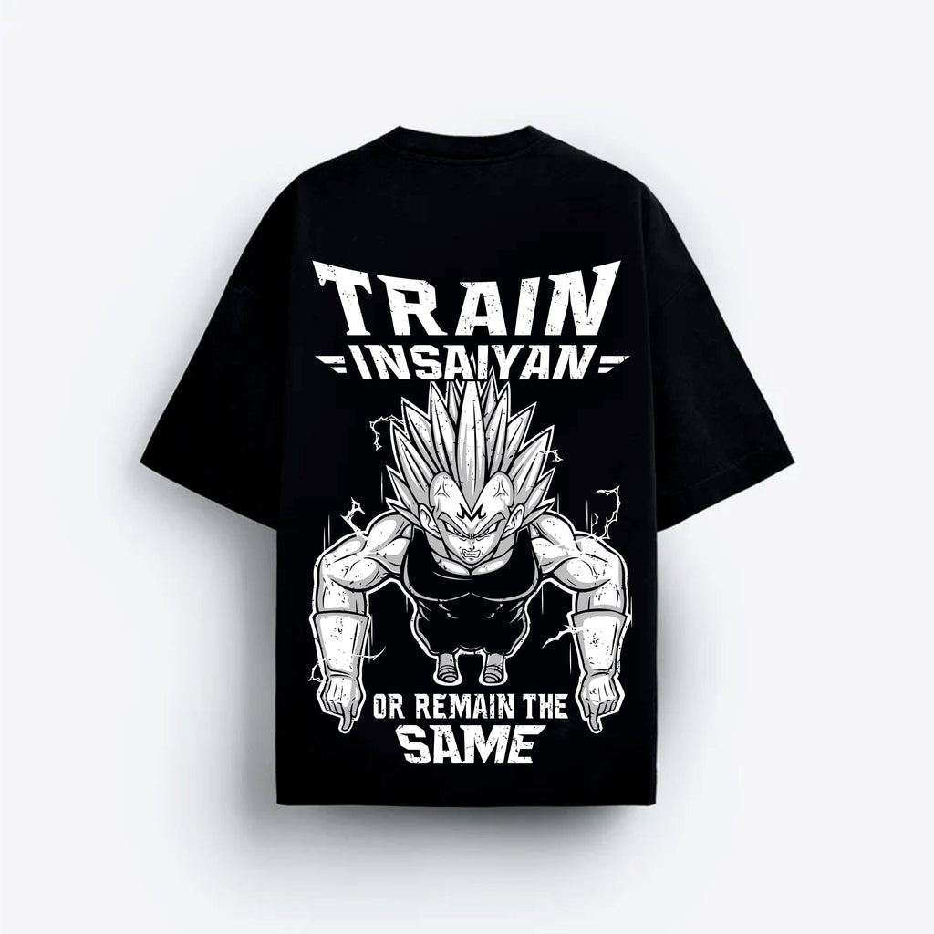 Black t-shirt with white graphic vegeta 