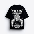 Black t-shirt with white graphic vegeta 