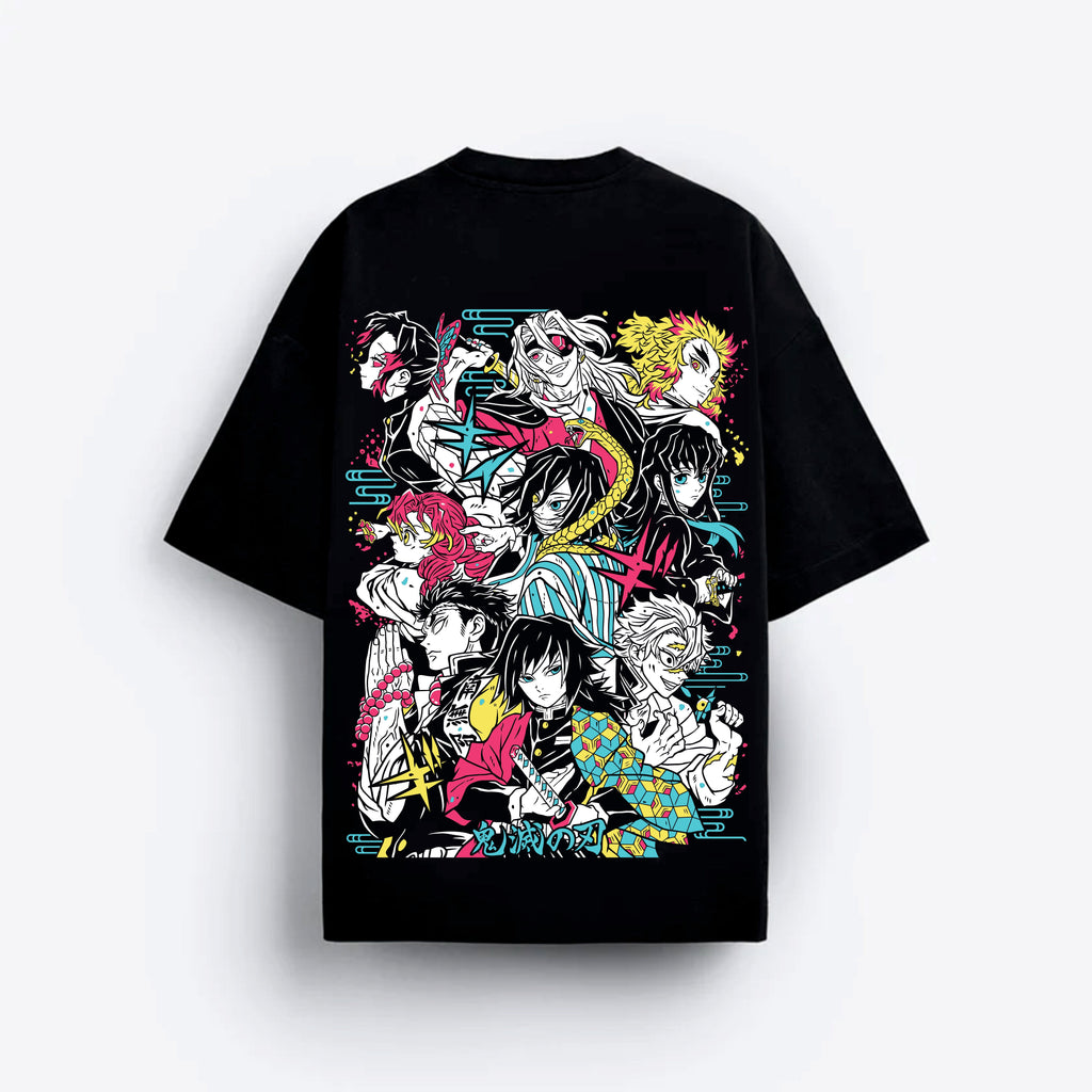Black t-shirt with colorful anime Hashira character design