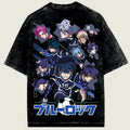 Black t-shirt with anime character design and 'BLUELOCK' text