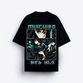 Black t-shirt with anime tokiyo character design and text on a white background