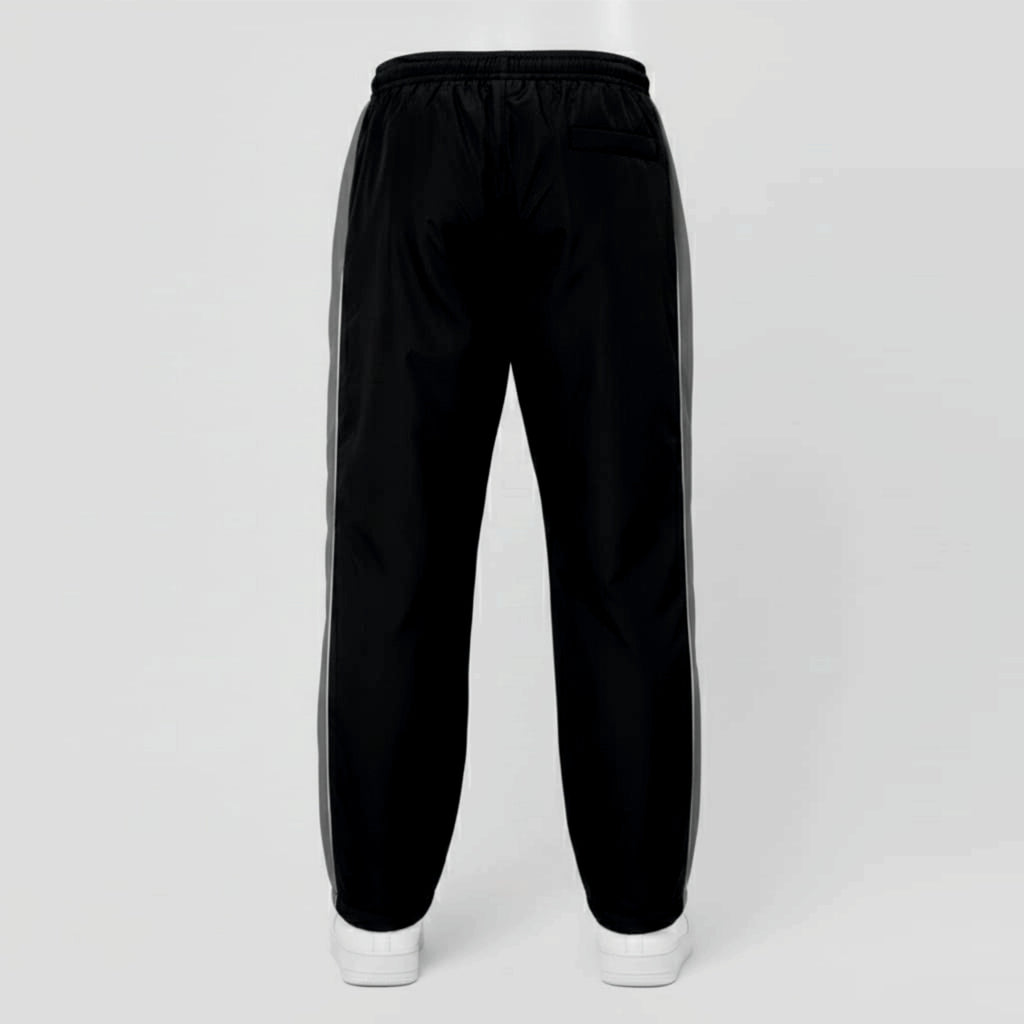 Black pants on a light gray background