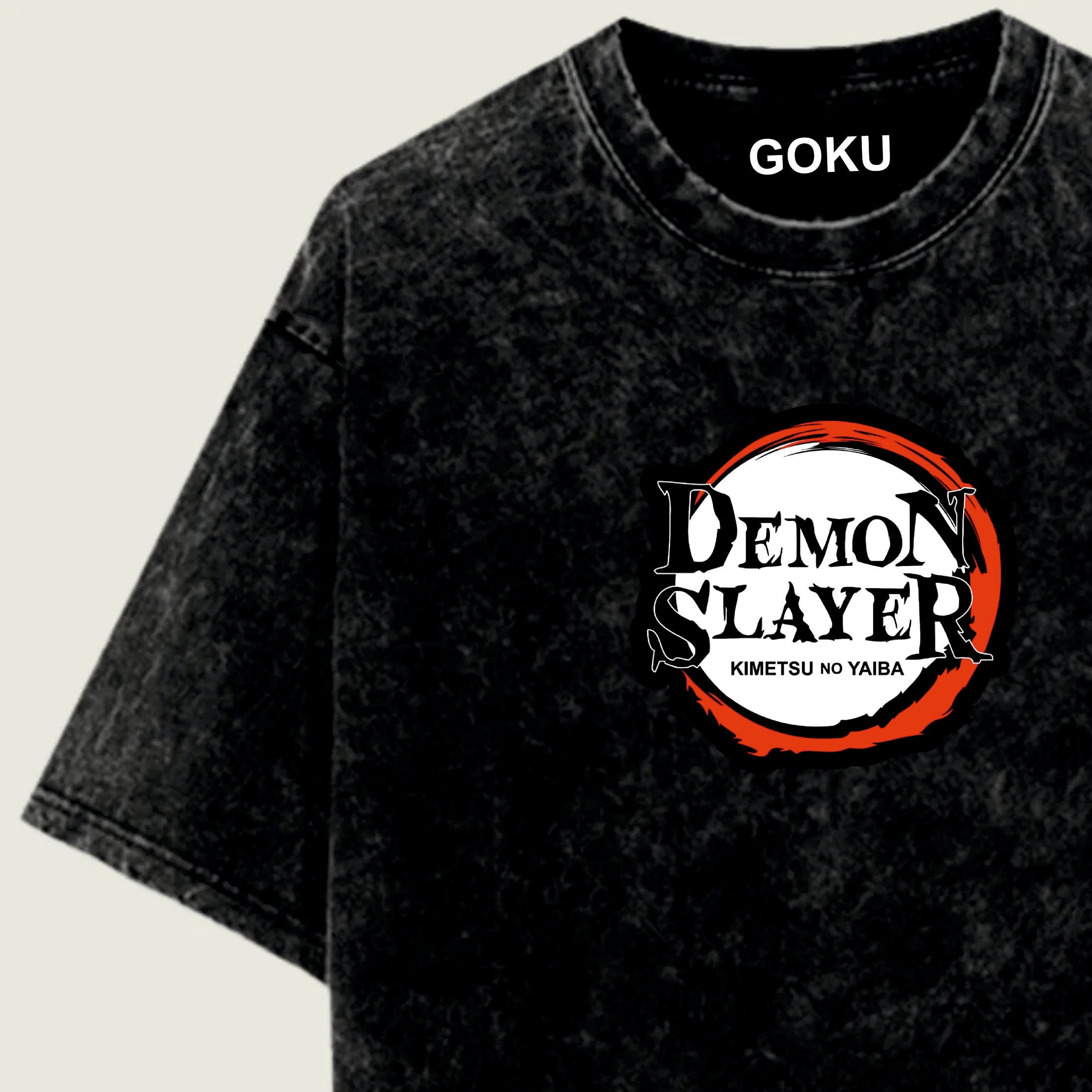 Black t-shirt with 'Demon Slayer' logo and 'Goku'