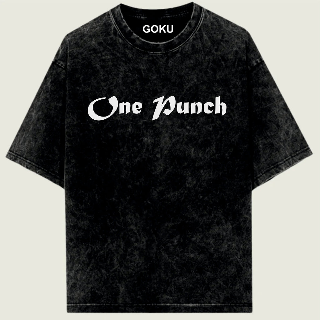 Black t-shirt with 'One Punch' text and 'GOKU' branding
