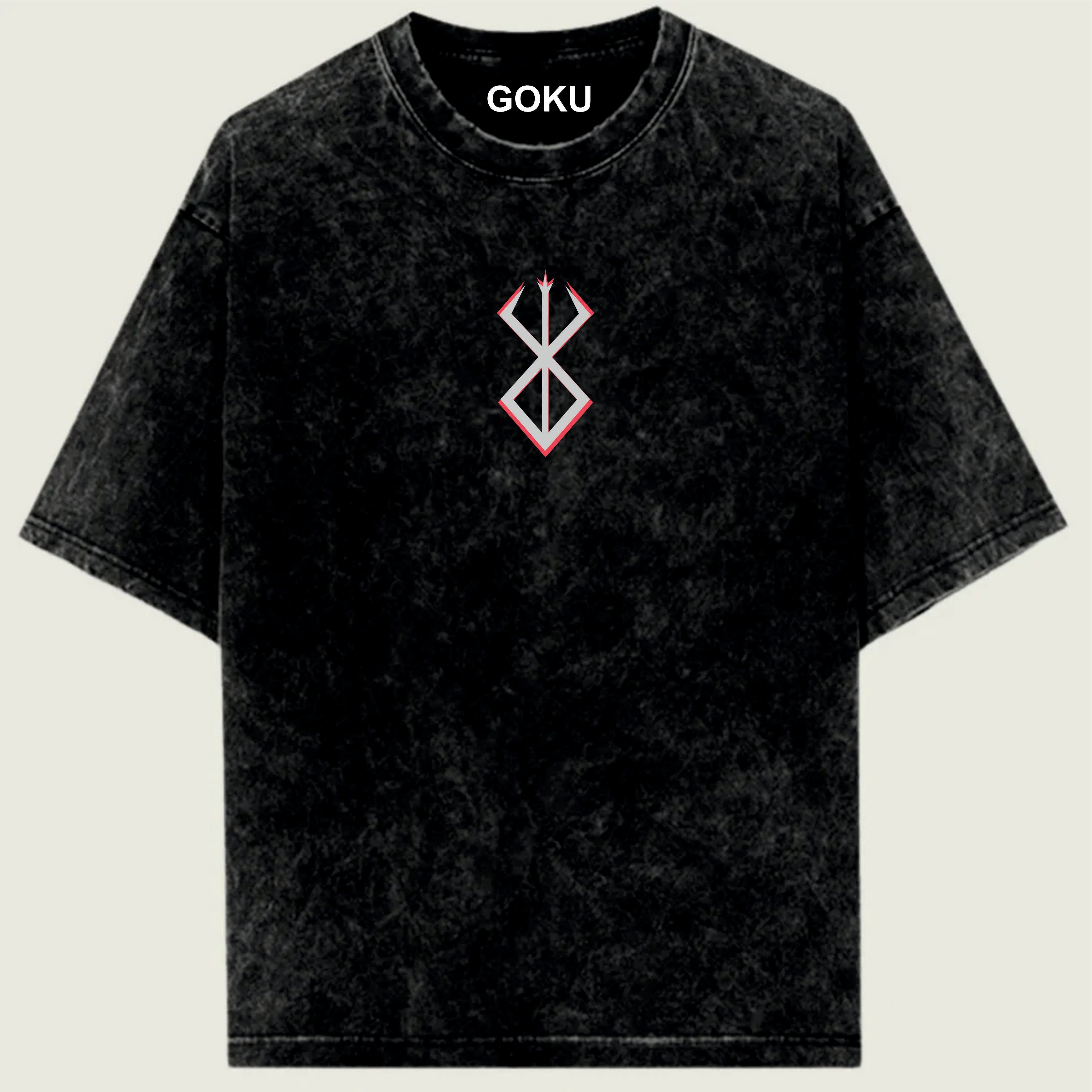 Black t-shirt with a logo and 'GOKU' text