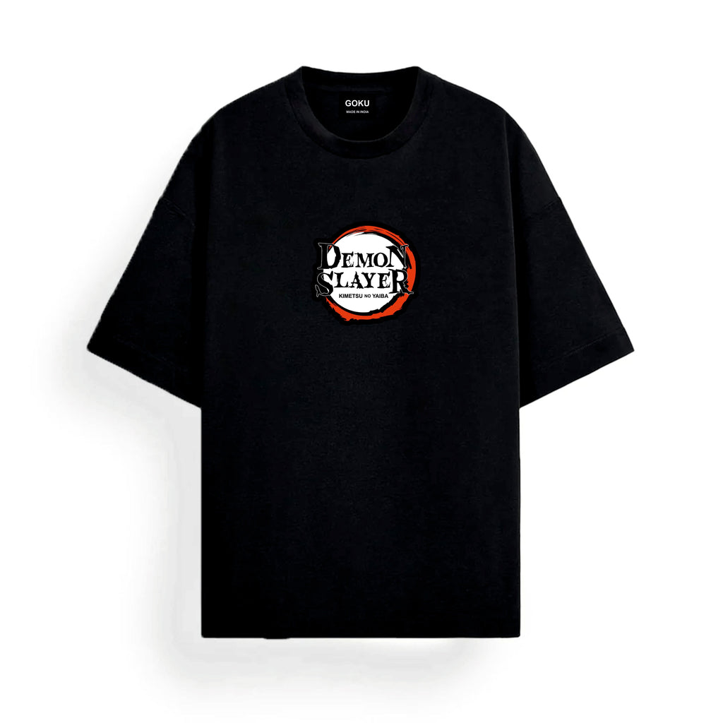 Black t-shirt with 'Demon Slayer' logo.