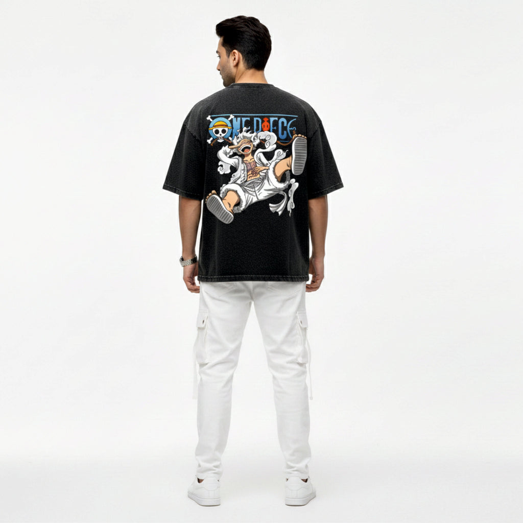 MONKEY THE LUFFY / OVERSIZED ACID WASHED T-SHIRT